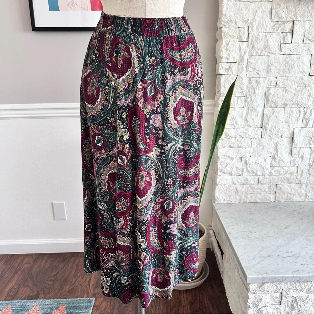 Vintage K.C. Spencer 2-Piece Set Paisley Burgundy 80s Office Wear Size Medium
